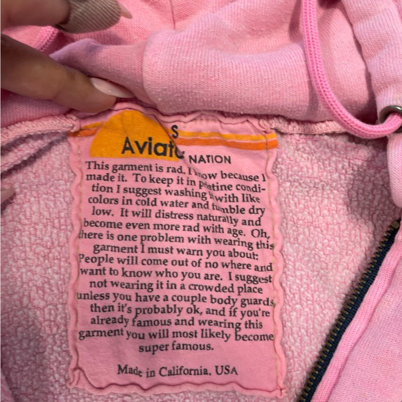 Aviator Nation Pink Zip Up Hoodie - Picture 4 of 5